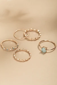 Ethel Crystal And Pearl Ring Set