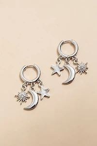 Kara Shaky Celestial Charm Huggie Earrings