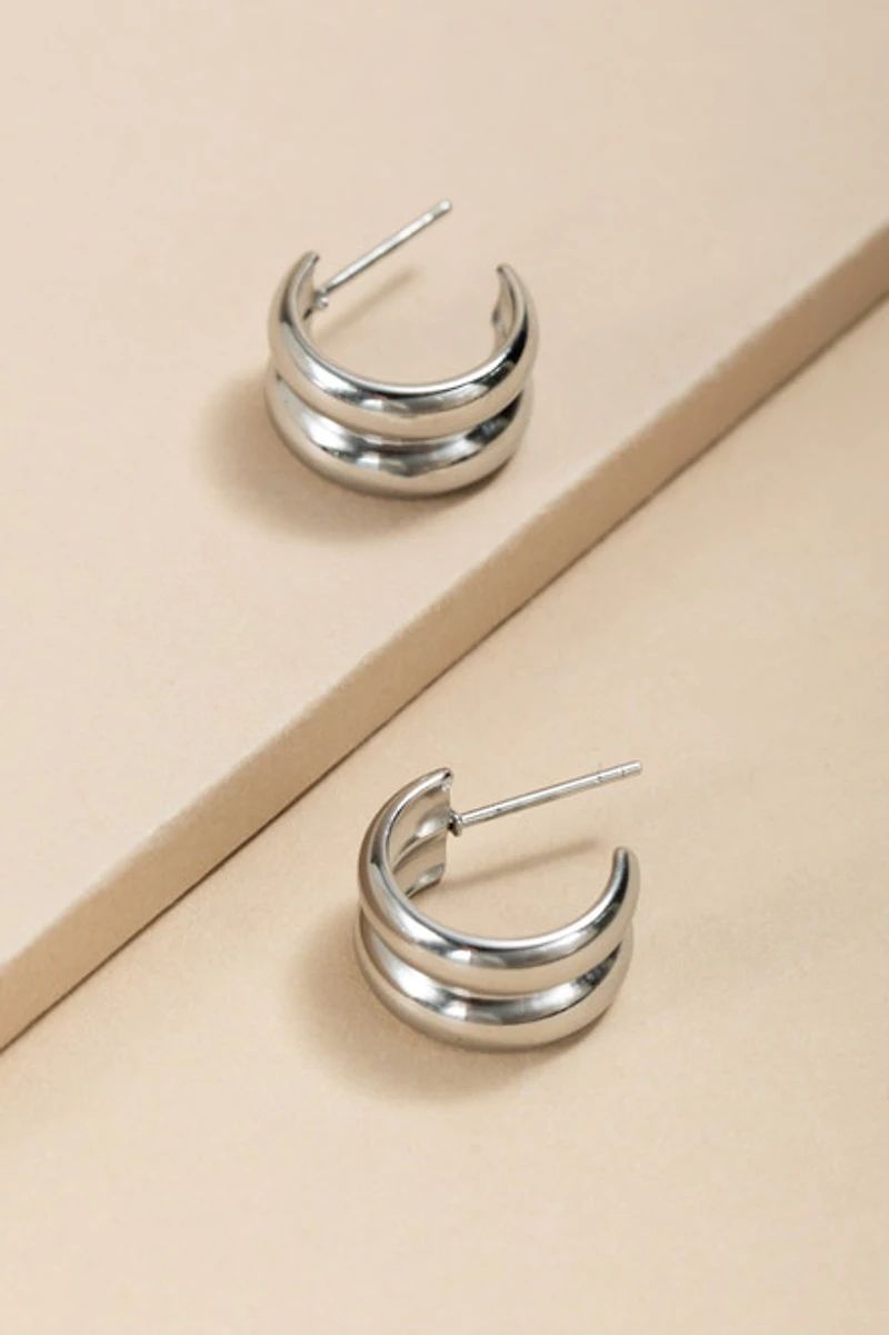 Lilla Stainless Steel Double Hoop Huggie Earrings