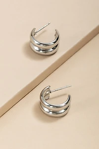 Lilla Stainless Steel Double Hoop Huggie Earrings