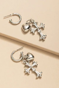 Janelle Gothic Cross Charm Earrings