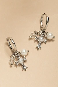 Sabrina Cross Charm Huggie Earrings