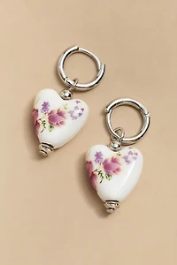 Susanne Ceramic Heart On Hoop Earrings