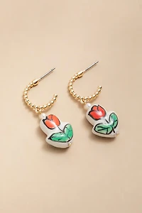 Trina Ceramic Tulip On Huggie Earrings