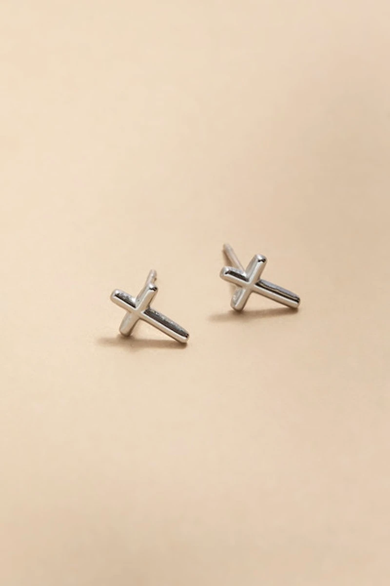 Gayle Stainless Steel Cross Stud Earrings