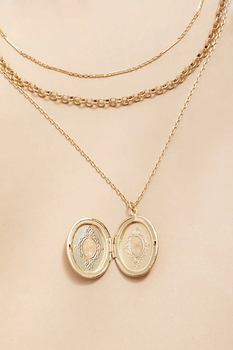 Valerie Layered Locket Pendant Necklace