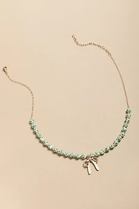 April Ceramic Bead Bow Pendant Necklace