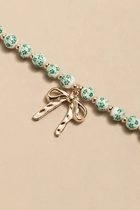 April Ceramic Bead Bow Pendant Necklace