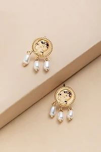 Marina Coin With Pearl Drop Earrings