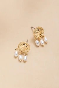 Marina Coin With Pearl Drop Earrings