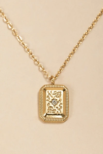 Angelica Stainless Steel Engraved Pendant Necklace