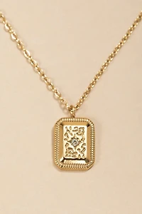 Angelica Stainless Steel Engraved Pendant Necklace