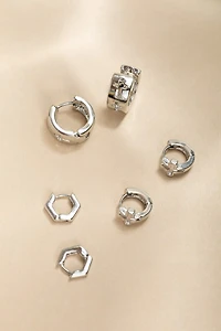 Jana Mixed Style Silver Hoop Earring Set