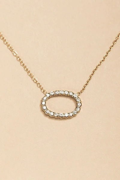 Casandra Stainless Steel Pave Oval Pendant Necklace