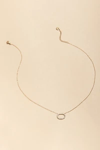 Casandra Stainless Steel Pave Oval Pendant Necklace