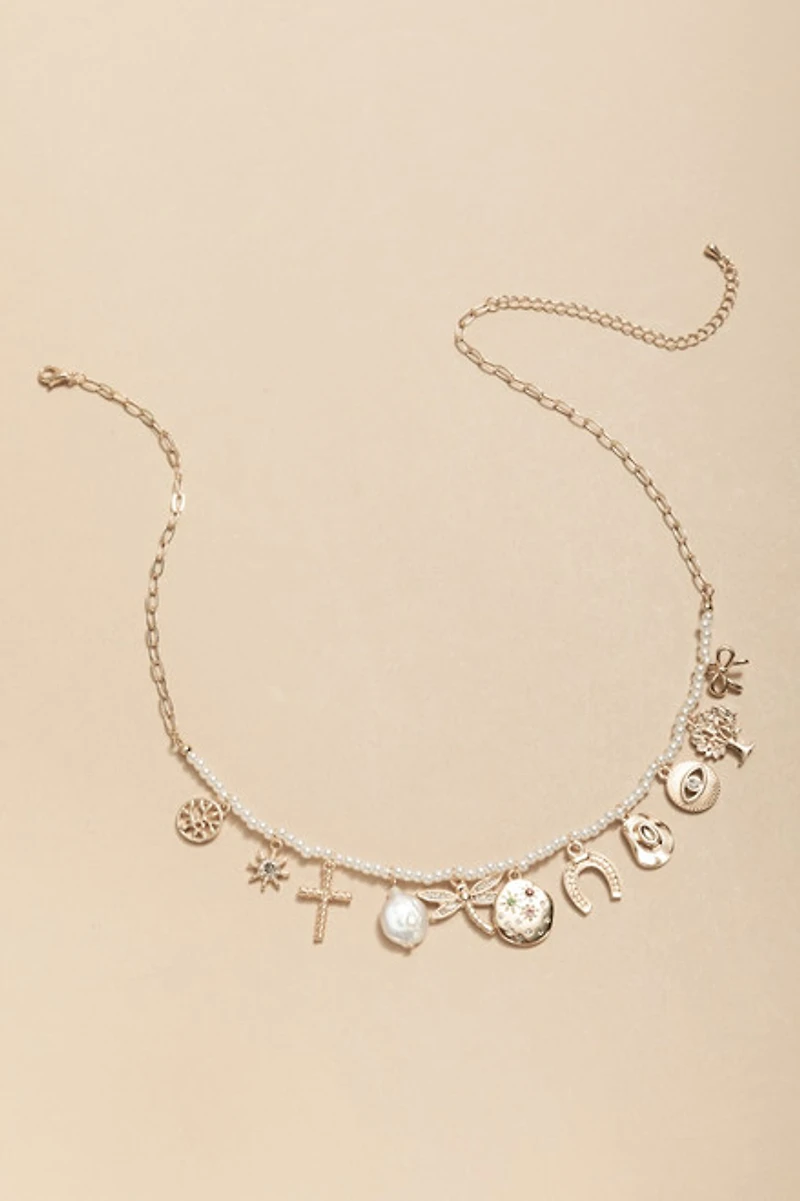 Denise Charms On Pearls Necklace