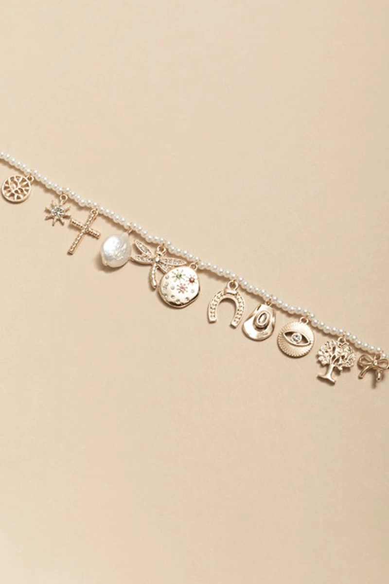 Denise Charms On Pearls Necklace
