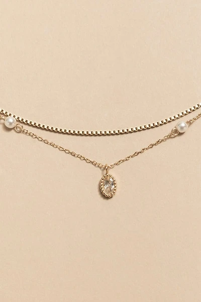Thelma Stainless Steel Pearl Station Pendant Necklace