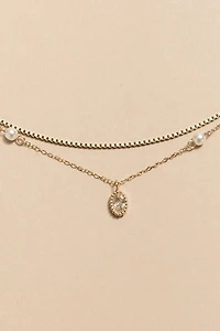 Thelma Stainless Steel Pearl Station Pendant Necklace
