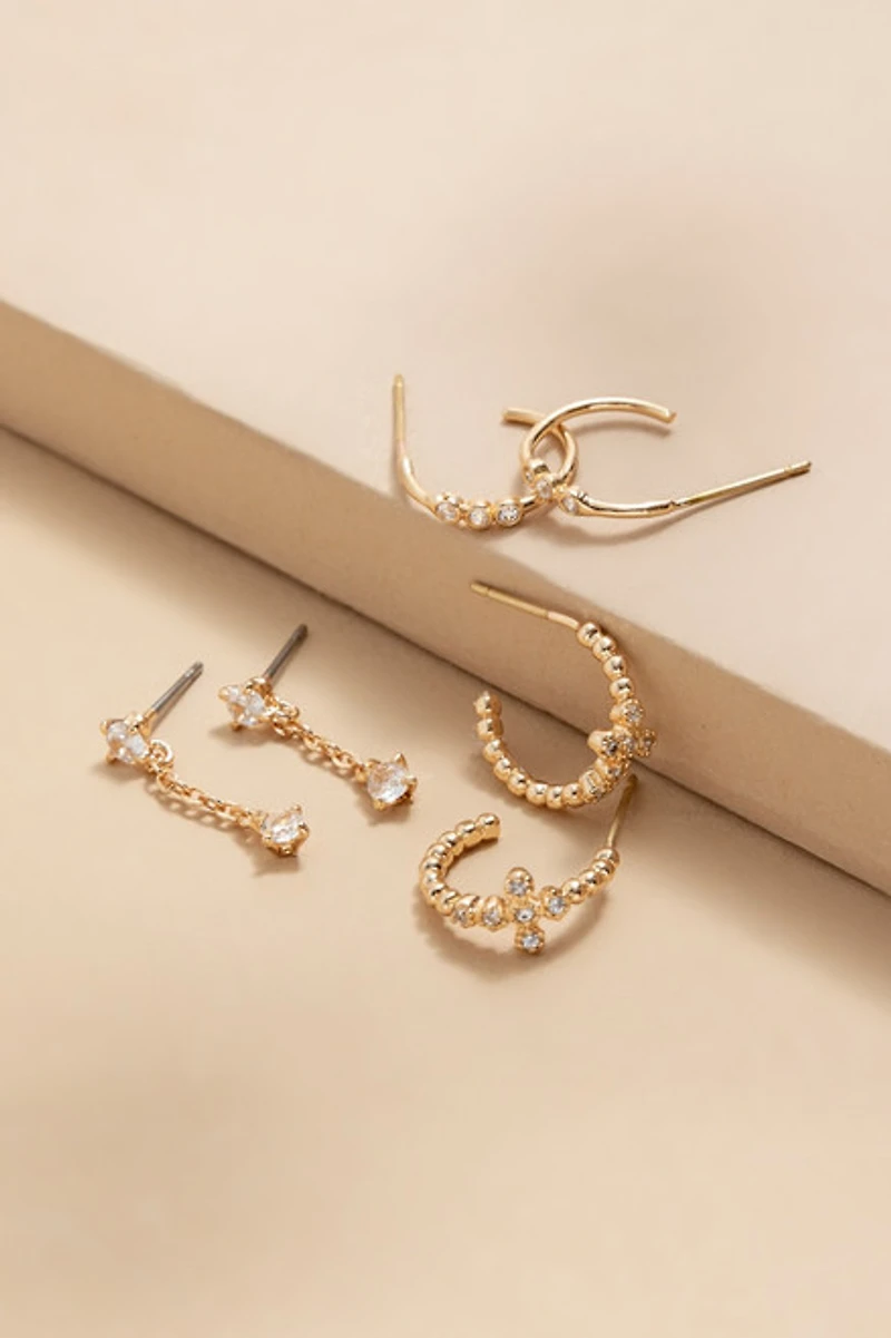 Etta Mixed Style Pave Earring Set