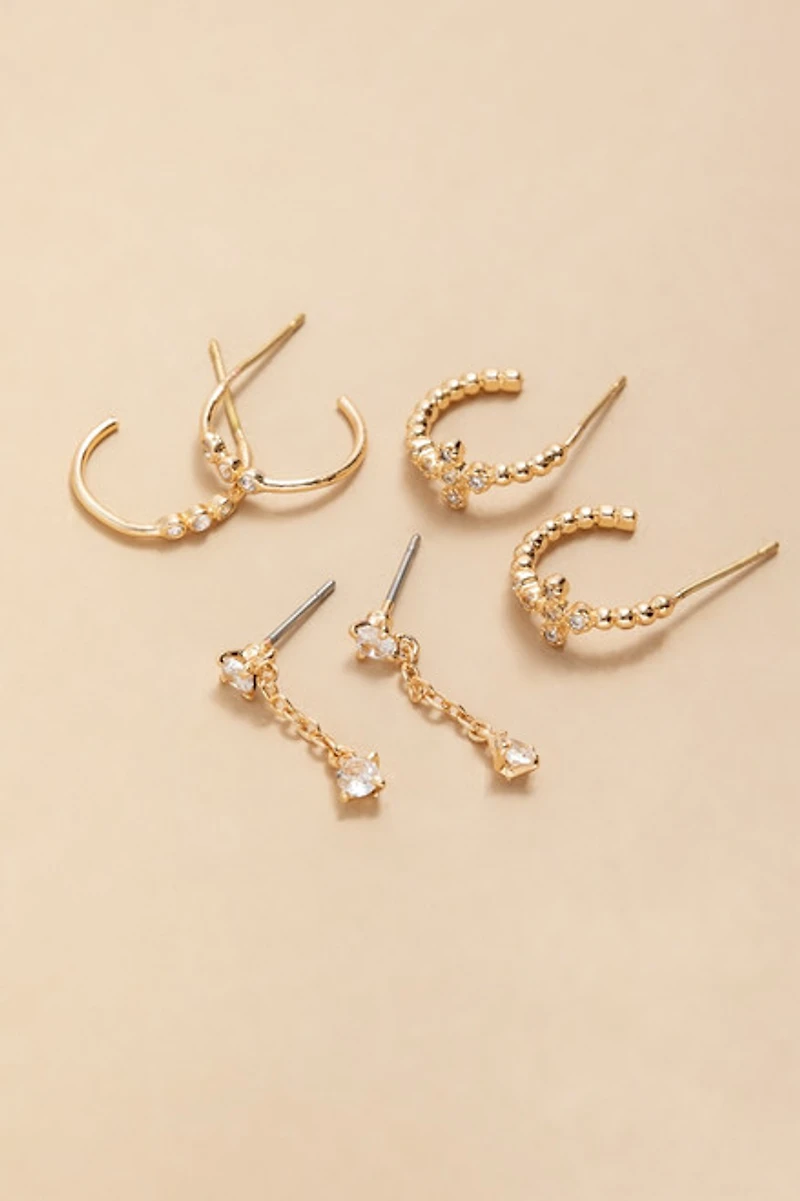 Etta Mixed Style Pave Earring Set
