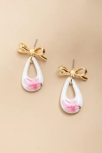 Bridget Bow With Ceramic Teardrop Earrings