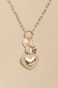 Debbie Cascading Heart Charm Pendant Necklace