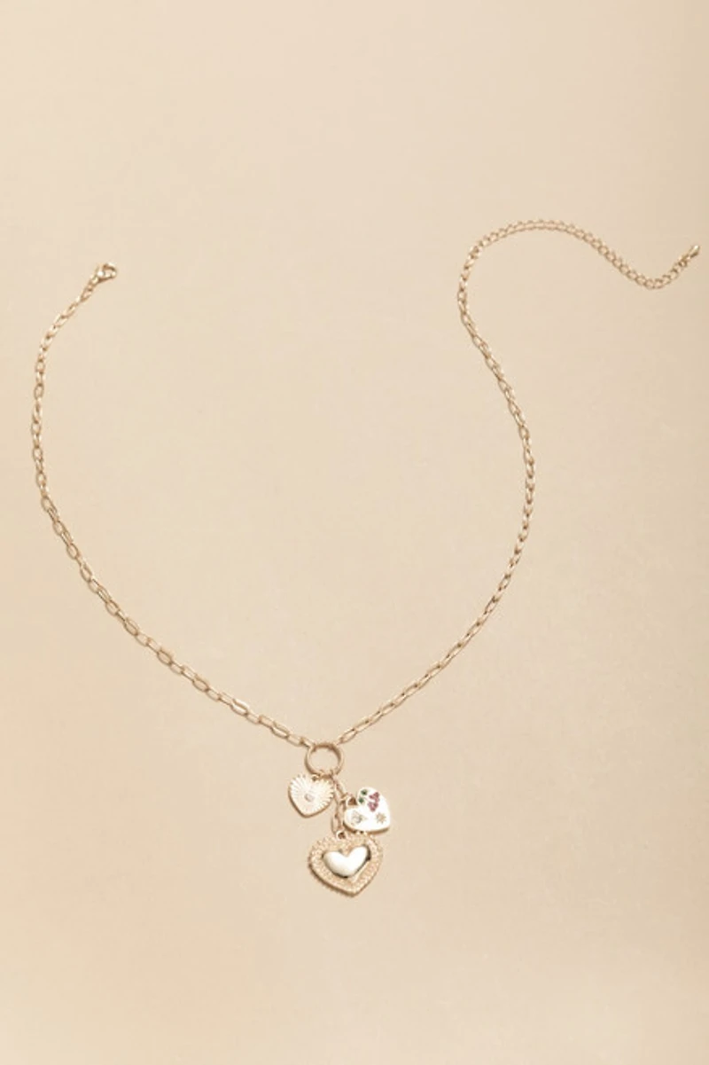 Debbie Cascading Heart Charm Pendant Necklace