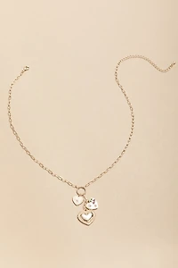 Debbie Cascading Heart Charm Pendant Necklace