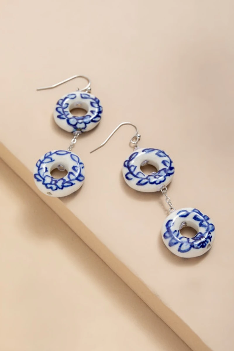 Bonnie Double Ceramic Donut Drop Earrings