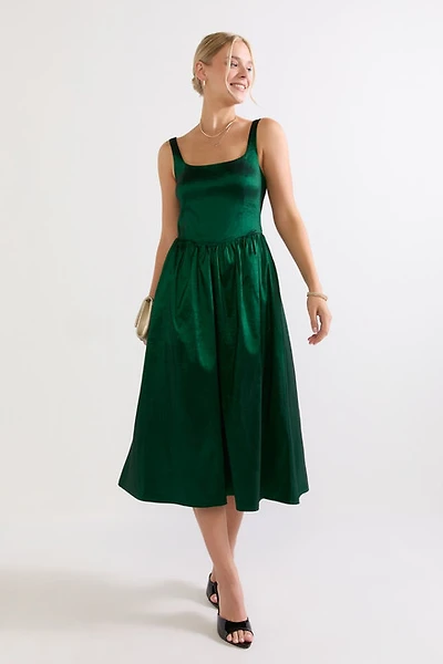 Rhiannon Corset Top Midi Dress Green