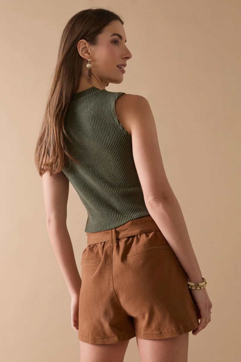 Sequoia Brushed Rib Tank Top Olive Green