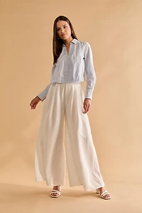 Dianna Striped Bubble Hem Button Down Top