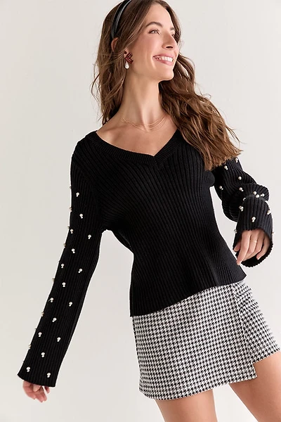 Nellie Pearl Embellished Pullover Sweater