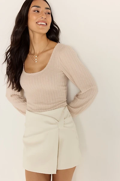 Alana Vegan Leather Skort Ivory