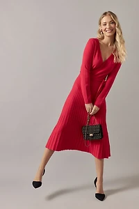 Eleanor Tie Waist Wrap Sweater Midi Dress