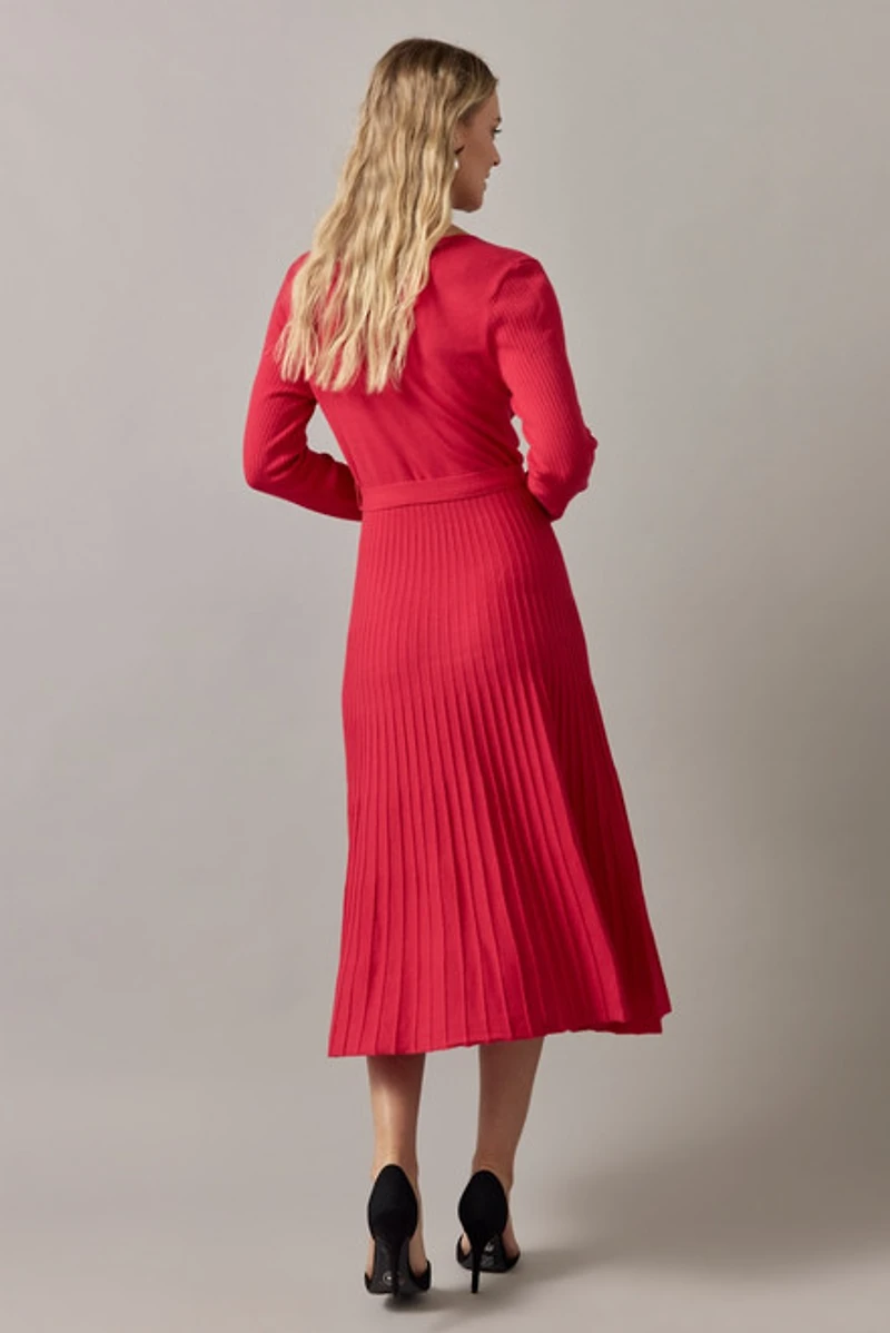 Eleanor Tie Waist Wrap Sweater Midi Dress