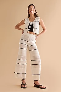 Charlene Striped Tie Front Sweater Tank Top