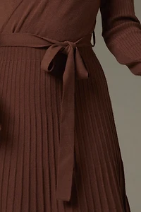 Eleanor Tie Waist Wrap Sweater Midi Dress