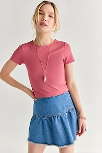 yummi by francesca's Short Sleeve Crew Neck Tee Mauve
