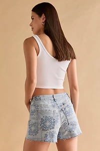 Samantha Bandana Print Denim Shorts