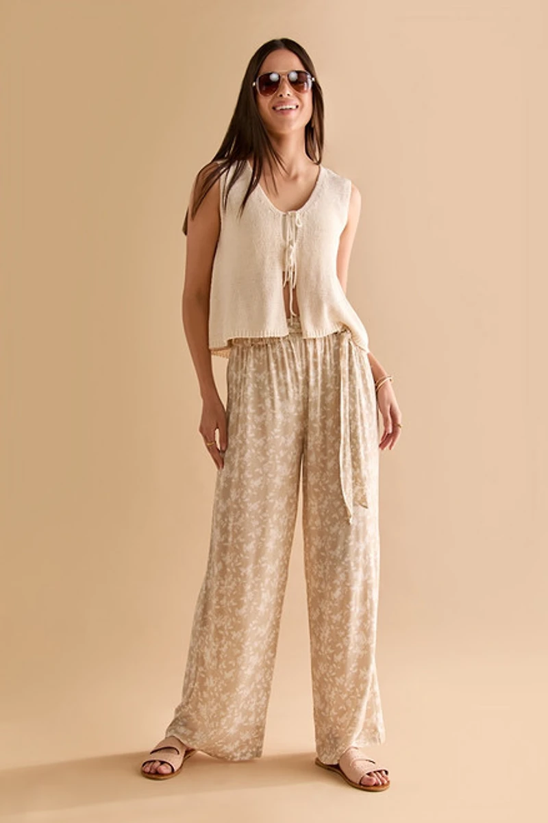 Rae Floral Fluid Tie Waist Pants