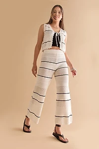Charlene Striped Knitted Wide Leg Pants