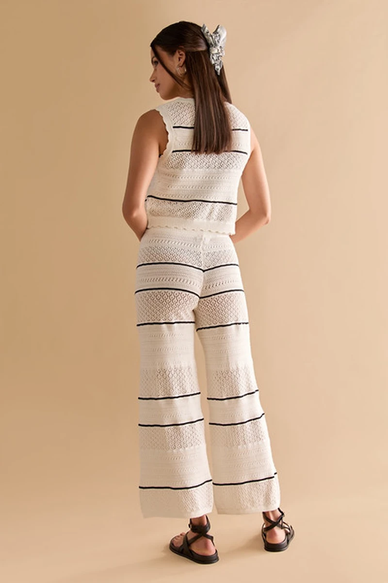 Charlene Striped Knitted Wide Leg Pants