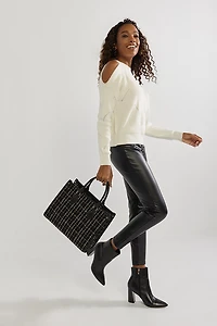 Kelley Cold Shoulder Pullover Sweater Ivory