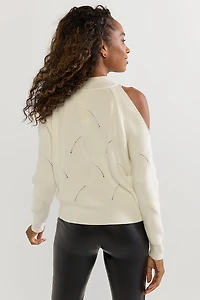 Kelley Cold Shoulder Pullover Sweater Ivory