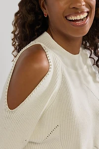 Kelley Cold Shoulder Pullover Sweater Ivory