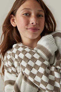 Hello Franki Mixed Print Cardigan for girls Dark Brown