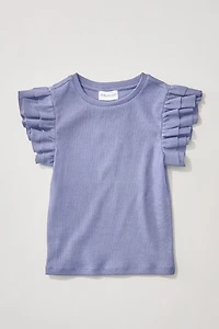 Hello Franki Sleeveless Ribbed Ruffle Tee for girls Lavender