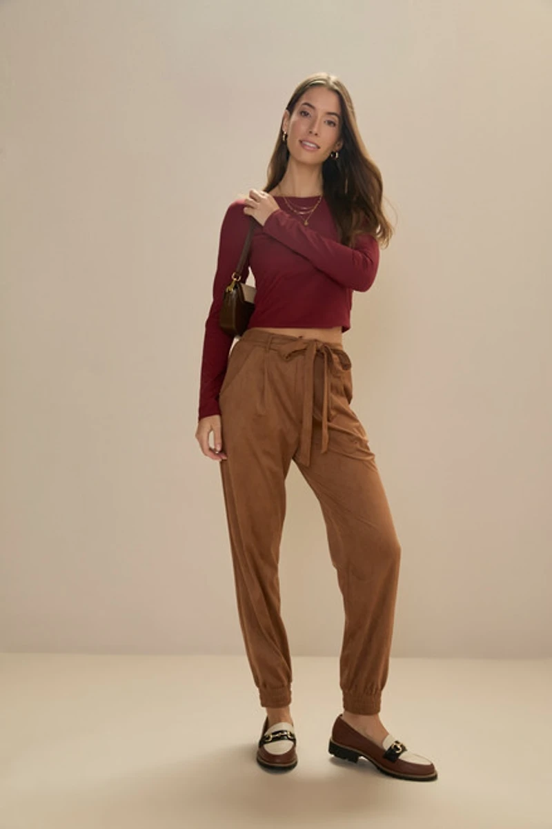 yummi by francesca's Crew Neck Tee Burgundy